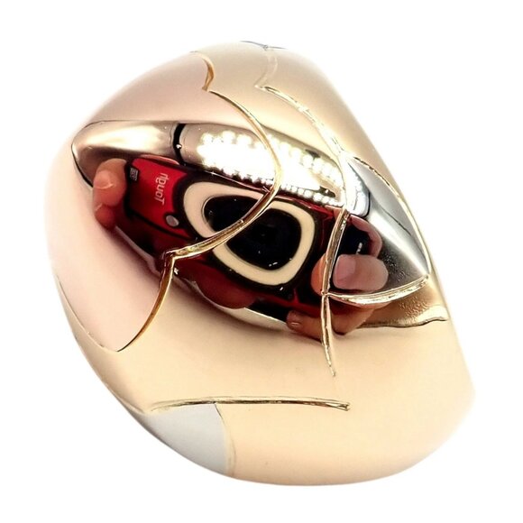 Authentic! Bvlgari Bulgari 18k Yellow White Rose Gold Tricolor Pyramid Ring sz 6 - Picture 12 of 15